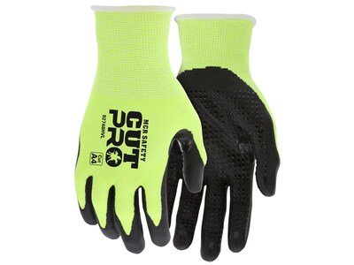 MCR Safety Cut Pro Hypermax Fiber/Nitrile Work Gloves, Lime/Black, XXL, Pair (92748HVXXL)