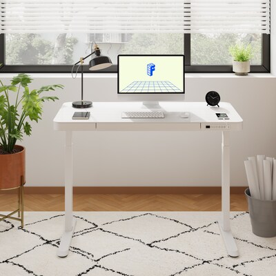 FlexiSpot EG9 48"W Electric Adjustable Glass Top Standing Desk, White (EG9W-E)