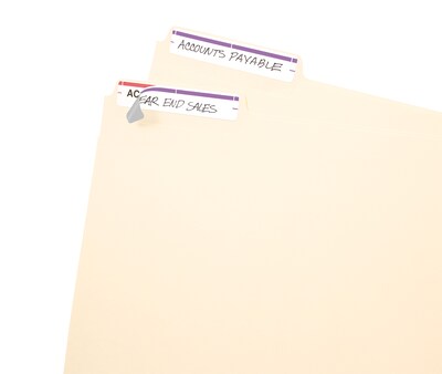 Avery Easy Peel Laser/Inkjet File Folder Labels on 4" x 6" Sheets, 2/3" x 3-7/16", White/Purple, 252 Labels/Pack (5204)
