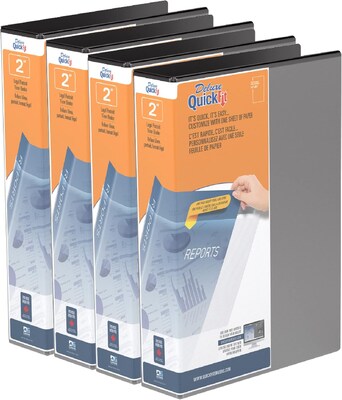 Davis Group QuickFit Heavy Duty 2 3-Ring Standard Binders, D-Ring, Black, 4/Pack (95031P-04)