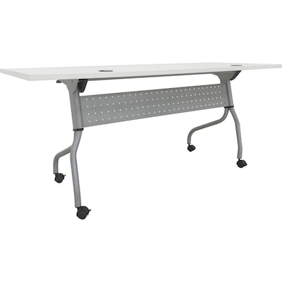 Lorell 72W x 23.6D Foldable Flip Top Training Table, Melamine, With Wheels, White (LLR60743)