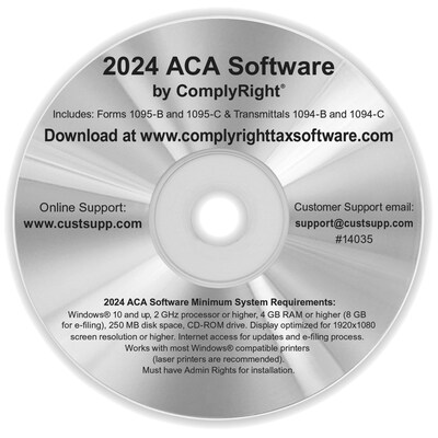 ComplyRight 2024 Affordable Care Act E-File Tax Software, Windows, Disk (14035ST)