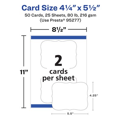 Avery Integrated Cards, 4.25" x 5.5", Matte White, 50/Pack (95277)