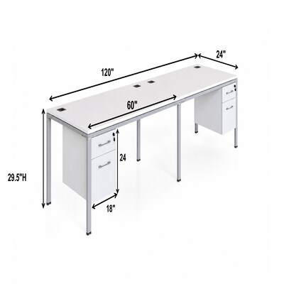 Boss Office Products Simple System 60W Desk with Pedestal, Driftwood, 2/Set (SGSD006-201)