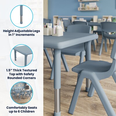 Flash Furniture Wren Rectangular Activity Table, 24" x 48", Height Adjustable, Dusty Blue (YUYCX012RECTDTB)