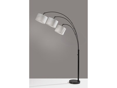 Adesso Bowery 82" Black Marble Floor Lamp with 3 Drum Taupe Shades (4250-01)