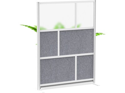 Luxor Modular Room Divider Starter Wall, 70"H x 53"W, Gray PET/Frosted Acrylic (MW-5370-FCG)