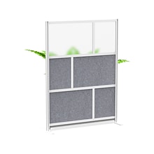 Luxor Modular Room Divider Starter Wall, 70H x 53W, Gray PET/Frosted Acrylic (MW-5370-FCG)