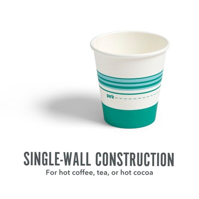 Perk 10 Oz Paper Hot Cups, 500 Count Bulk Disposable Coffee Cups for Hot Beverages, White/Teal