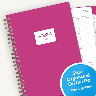 2027 Blue Sky 5" x 8" Weekly & Monthly Planner, Fuchsia (164285)