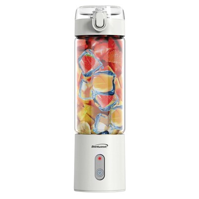 Brentwood 17-Oz. Portable Battery-Operated USB-Chargeable Glass Blender, White (RJB-100W)