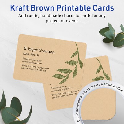 Avery Matte General Use Blank Cards, Kraft Brown, 100/Box (95349)