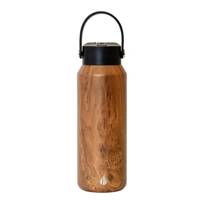 Elemental Core Stainless Steel Double Wall Insulated Water Bottle, 40 oz., Teakwood (EMLEBC40WD20)