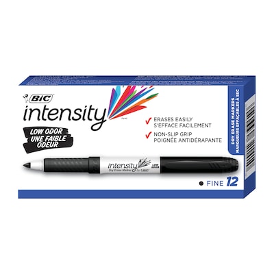 BIC Intensity Dry Erase Markers, Fine Tip, Black, 12/Pack (GDE11BLK)