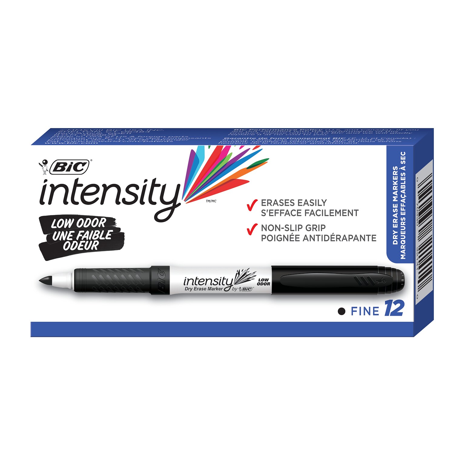 BIC Intensity Dry Erase Markers, Fine Tip, Black, 12/Pack (GDE11BLK)