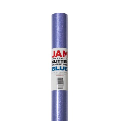 JAM Paper Christmas Wrapping Paper, 20' x 30", Blue Glitter (354537262)