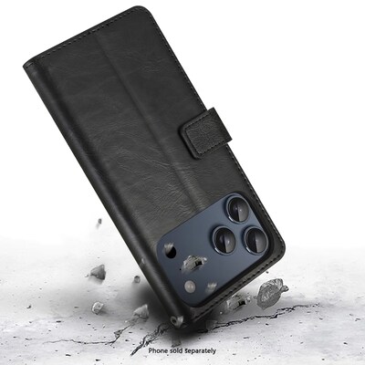 SaharaCase Indy Wallet Case for iPhone 17 Pro, Shock Absorbing, Scorpion Black (CP00966)