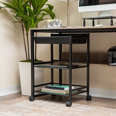 Mind Reader 3-Tier Metal Cart with Covered Compartment, Black (LGCART3T-BLK)
