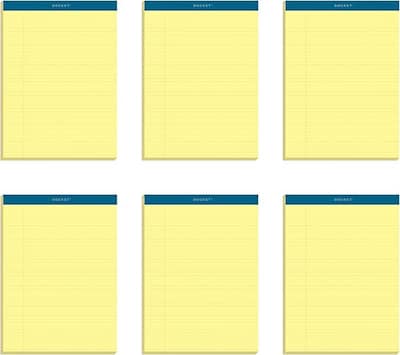 TOPS Docket Notepads, 8.5 x 11.75, Narrow Ruled, Canary, 100 Sheets/Pad, 6 Pads/Pack (TOP 63376)