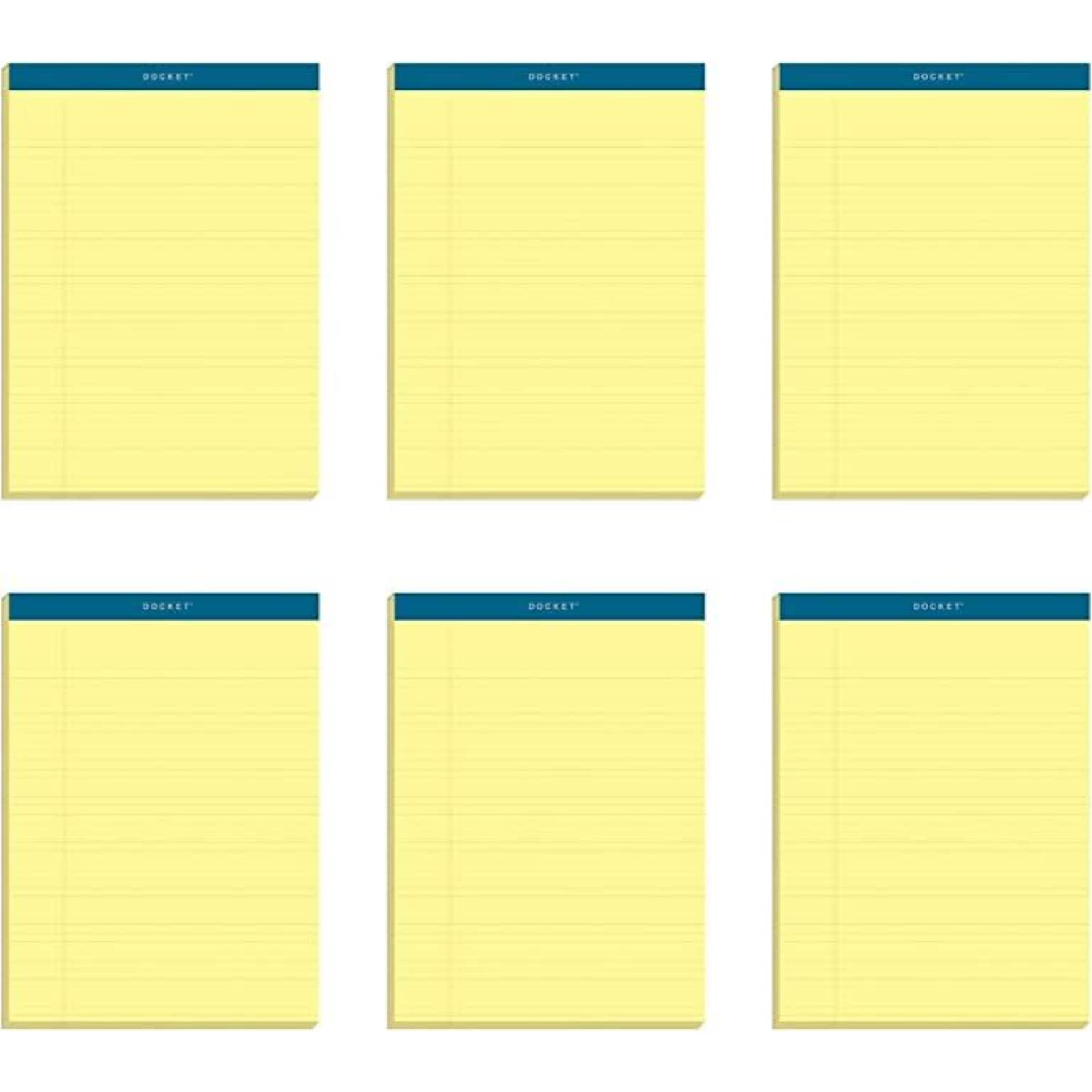 TOPS Docket Notepads, 8.5 x 11.75, Narrow Ruled, Canary, 100 Sheets/Pad, 6 Pads/Pack (TOP 63376)