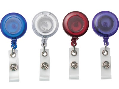 Advantus Clip On Badge Reels, Assorted Colors, 20/Pack (97759)