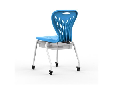 Luxor Plastic/Steel Kids' Desk Chair with Wheels and Storage, Blue/White (MBS-CHAIR)