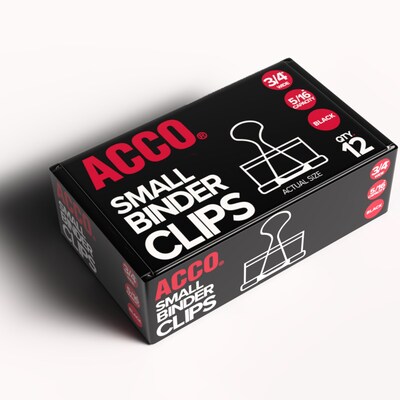 ACCO Small Binder Clips, Black, 12/Box (A7072020)