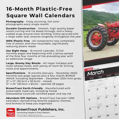 2025 BrownTrout Tractors 12" x 12" Monthly Square Wall Calendar (9781975477868)