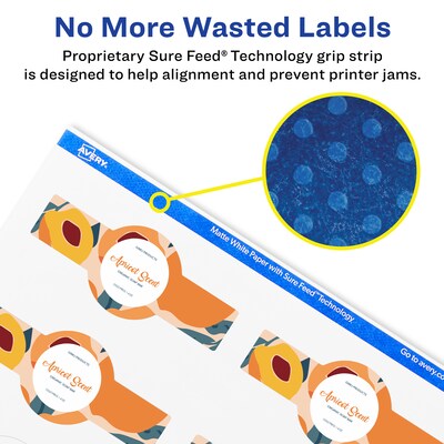 Avery Laser/Inkjet Multipurpose Wraparound Labels, 1.5" x 3.5", White, 250 Labels/Pack (94122)