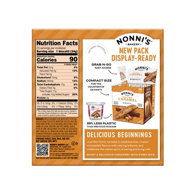 Nonni’s Salted Caramel Italian Biscotti Cookies, 5 oz., 25 Cookies/Box (NSD97670)