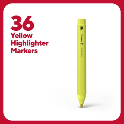 TRU RED™ Pocket Stick Highlighter with Grip, Chisel Tip, Yellow, 36/Pack (TR54582)