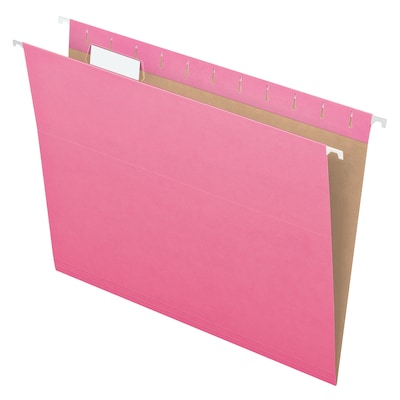Pendaflex 100% Recycled Hanging File Folder, 1-Tab, Letter, Pink, 25/Box (81609EE)