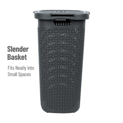 Mind Reader 15.85-Gallon Laundry Hamper with Lid, Plastic, Gray (60HAMP-GRY)