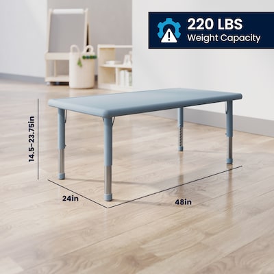 Flash Furniture Wren Rectangular Activity Table, 24" x 48", Height Adjustable, Dusty Blue (YUYCX012RECTDTB)