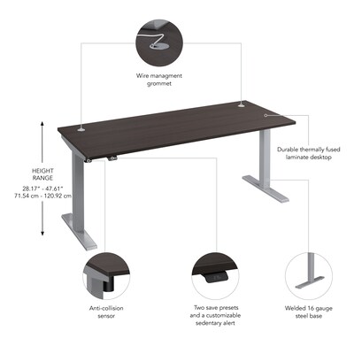 Bush Business Furniture Move 40 Series 72"W Electric Adjustable Standing Desk, Storm Gray/Cool Gray Metallic (M4S7230SGSK)