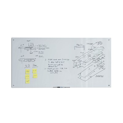 U Brands Magnetic Glass Dry Erase Board, 70" x 35", White Frosted Surface, Frameless (2300U00-01)