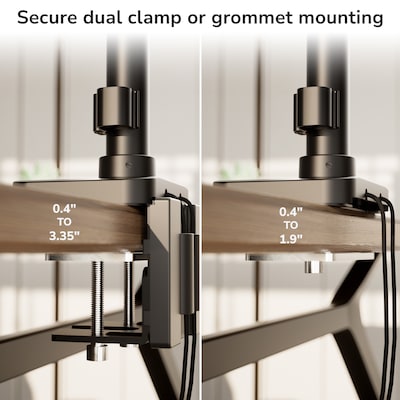 Mount-It! Monitor and Laptop Pole Desk Mount with Gas Spring Arms for 49" Monitors and 17.3" Laptops, Black (MI-12008)