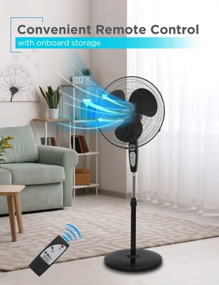 Black & Decker 18 Oscillating Pedestal Fan with Remote, 3-Speed, Black (BDSF18MB)