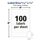 Avery Removable Hand Written Multipurpose Labels, 5/16" x 1/2", White, 100 Labels/Sheet, 11 Sheets/Pack, 1100 Labels/Pack (5412)
