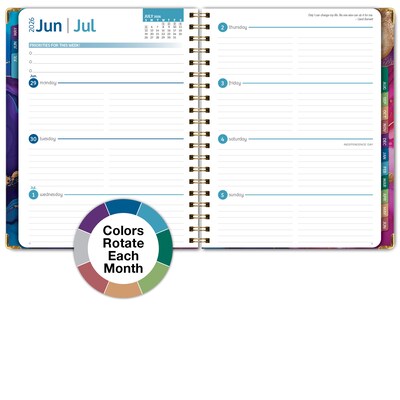 2026-2027 Excello Brands 8.5" x 11" Academic Weekly & Monthly Planner, Paperboard Cover, Pink Purple Marble (FSHN-AY26-8511-22)