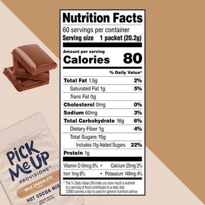 Pick Me Up Provisions™ Milk Chocolate Hot Cocoa, 0.71 oz., 60/Box (PM63310)