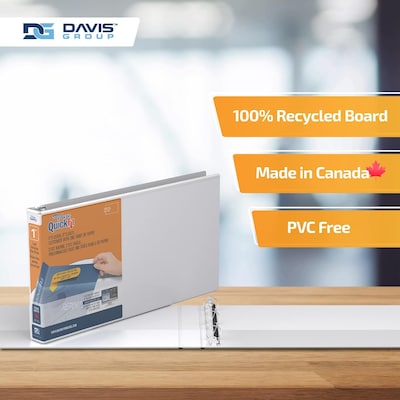 Davis Group QuickFit Heavy Duty 1" 3-Ring Standard Binders, White, 4/Pack (95010L-04)