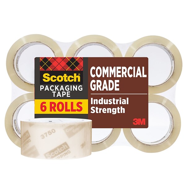 Scotch Heavy Duty verpakkingstape, 4,8 cm x 54,6 m, ontworpen voor verpakking, verzending en verzending, sterke afdichting op alle doostypen, 3 kern, helder, 6 rollen (3850-6
