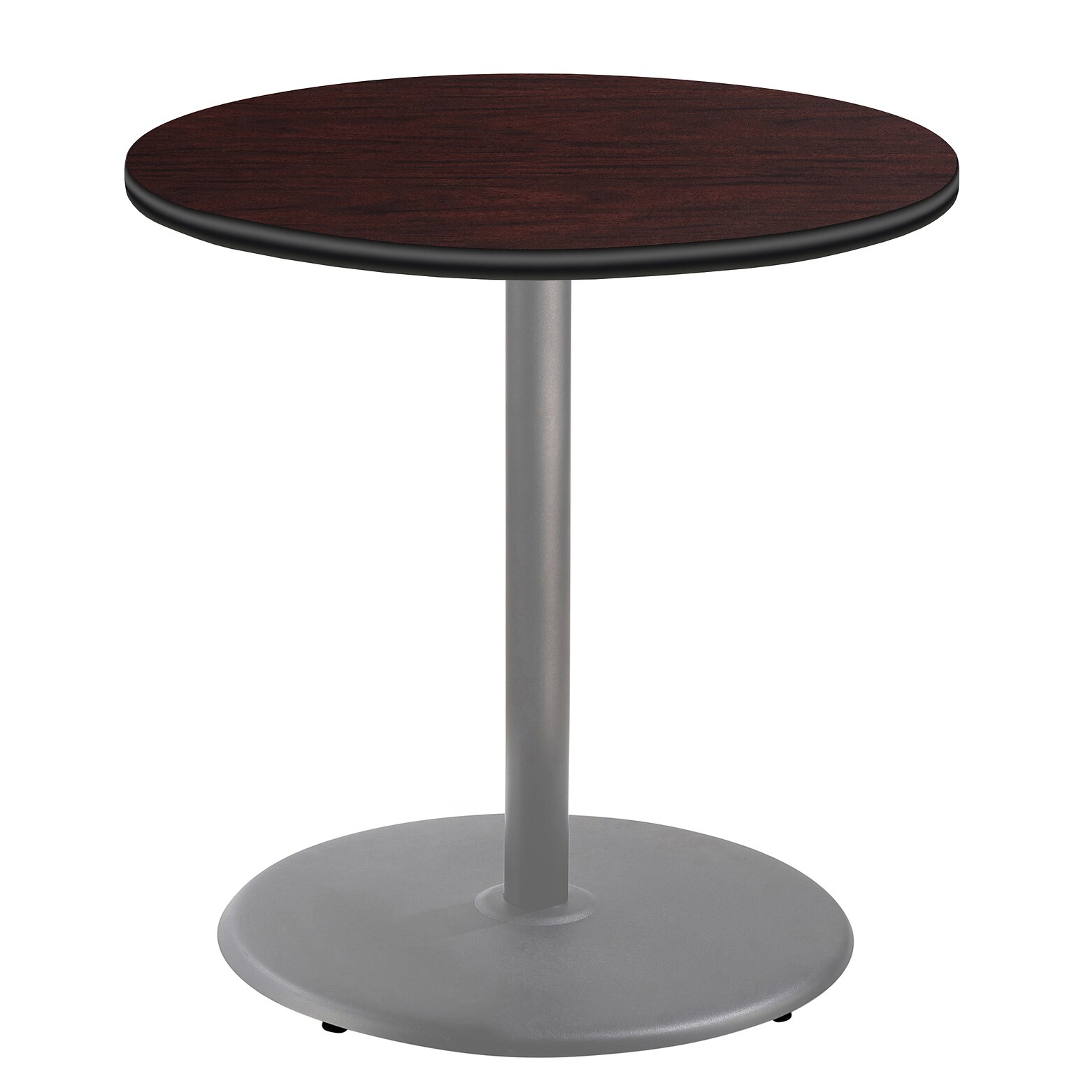 NPS CT Series 36 Round 36 Height Cafe Table, Round Base, Grey Frame/Mahogany Top (CTG13636RCPBTMMY)