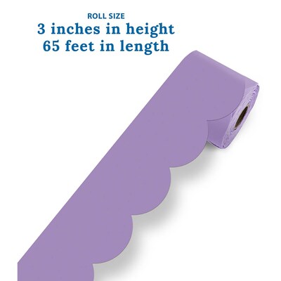 Carson Dellosa Education Rolled Scalloped Bulletin Board Border, 3" x 65', Lilac, 3/Bundle (CD-108536-3)