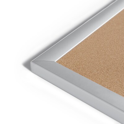 U Brands Cork Bulletin Board, 23" x 17", Silver Aluminum Frame