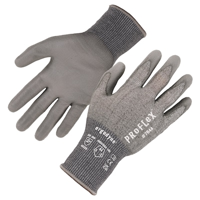 Ergodyne ProFlex 7044 PU Coated Cut-Resistant Gloves, ANSI A4, Gray, XXL, 1 Pair (10496)