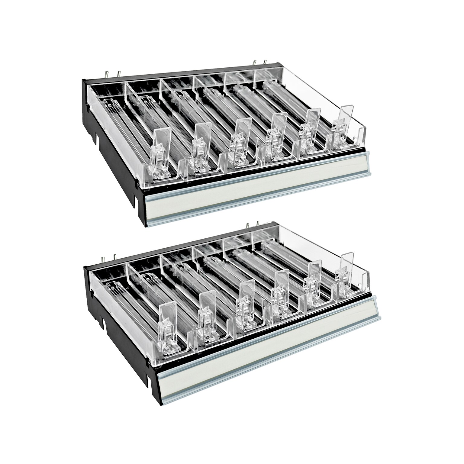 Azar 2.63 x 12 Pegboard 6-Compartment Cosmetic Tray, Black, 2/Pack (225830-6COMP-BLK-2PK)