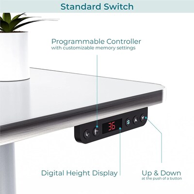 VersaDesk PowerLift Split-Level 48"W Electric Rectangular Adjustable Standing Desk, White (PL2SD4830-WW)