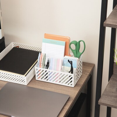 Mind Reader 5-Compartment Metal Desk Organizer, White (MOSORG-WHT)